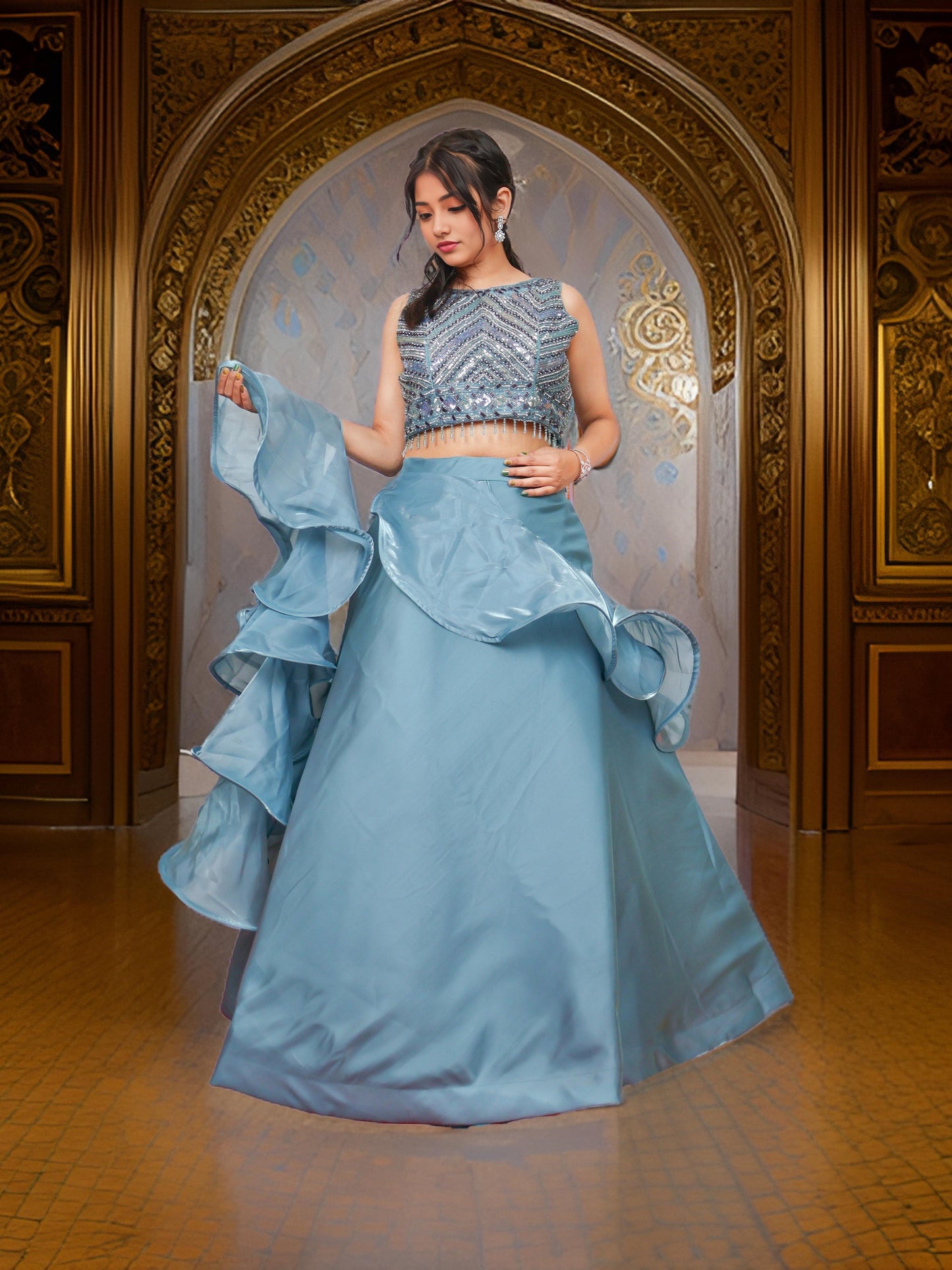 Sequin & Cut Dana Lehenga Choli Set