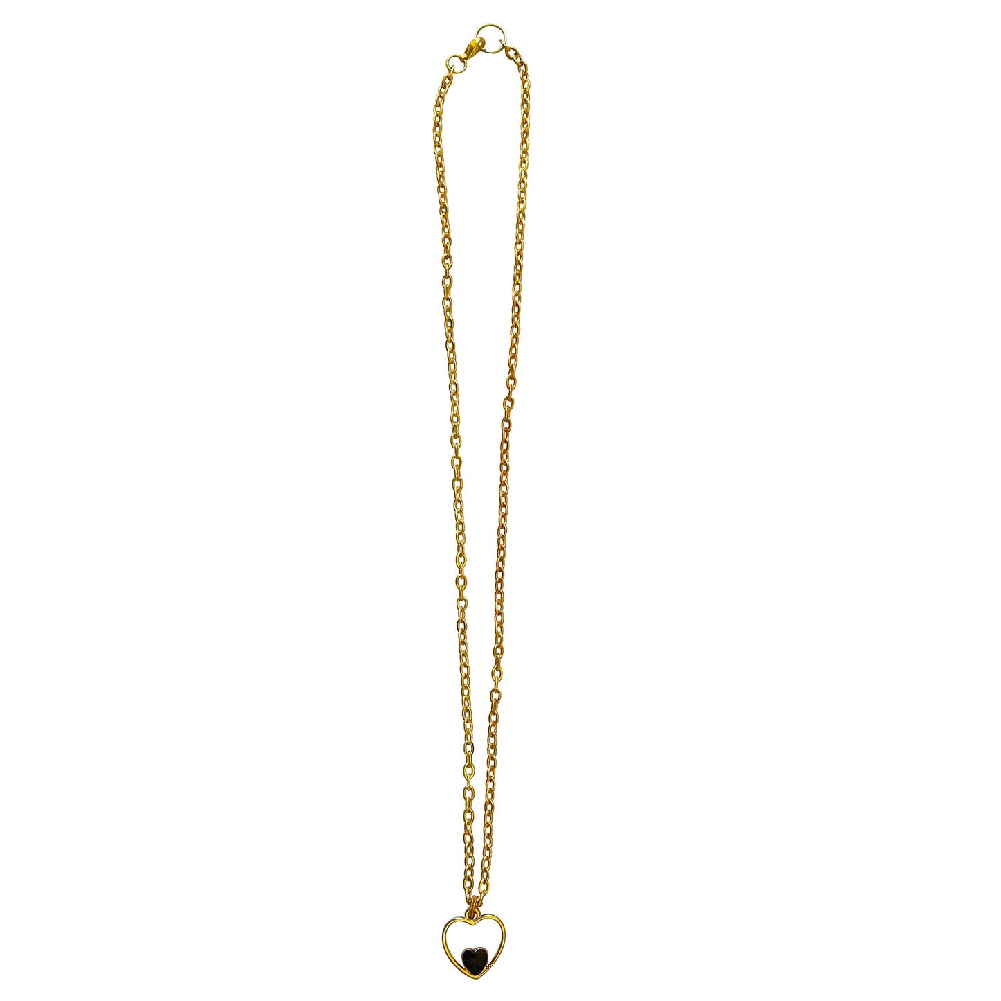 Black heart enamel pendant necklace on 18 inch gold plated chain | by Ifemi Jewels