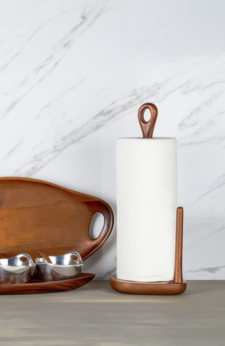 Wooden Tissue Holder, Kitchen roll Holder Paper Towel Holder for Home, Kitchen, Hotels & Offices (Brown 11"x5" inches)
