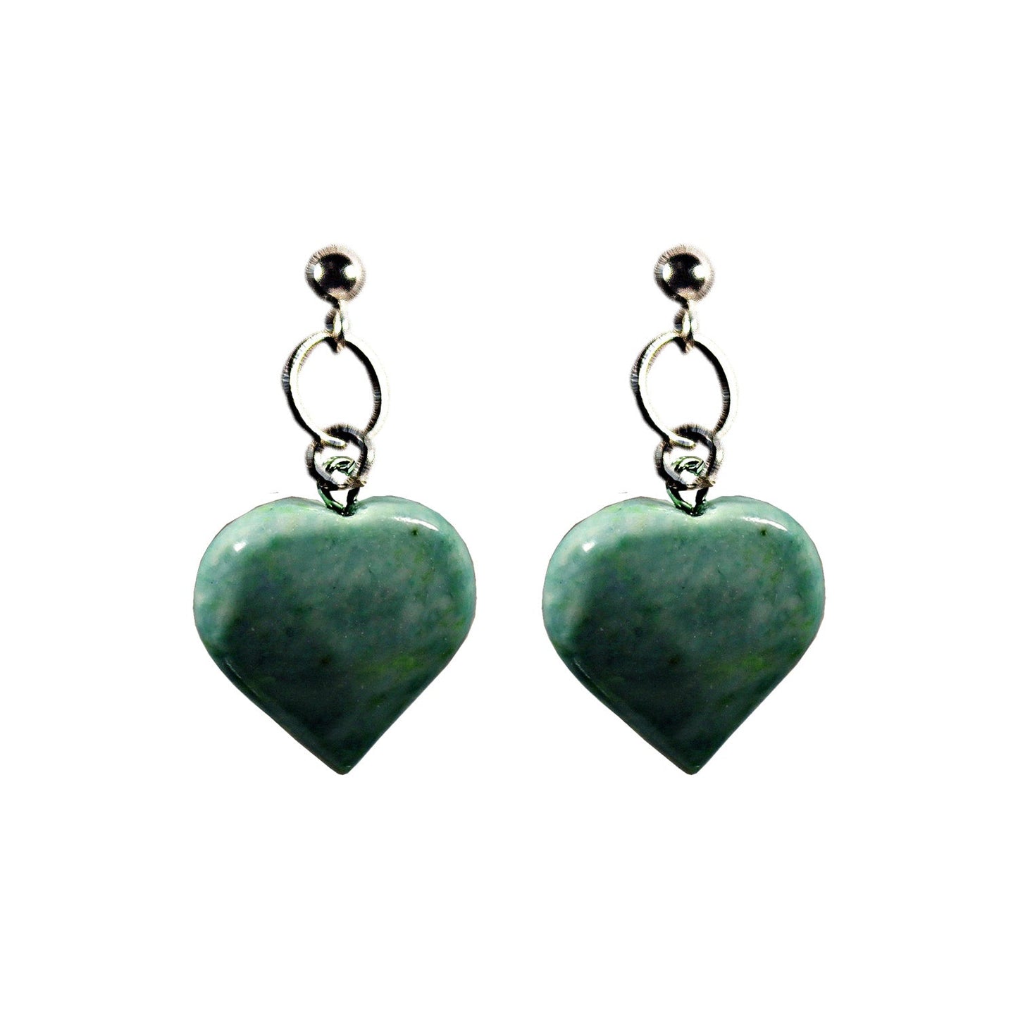 Chrysoprase Jade Stud Earrings, Chrysoprase Earrings, Jade Earrings, Heart Stud Earrings | by nlanlaVictory