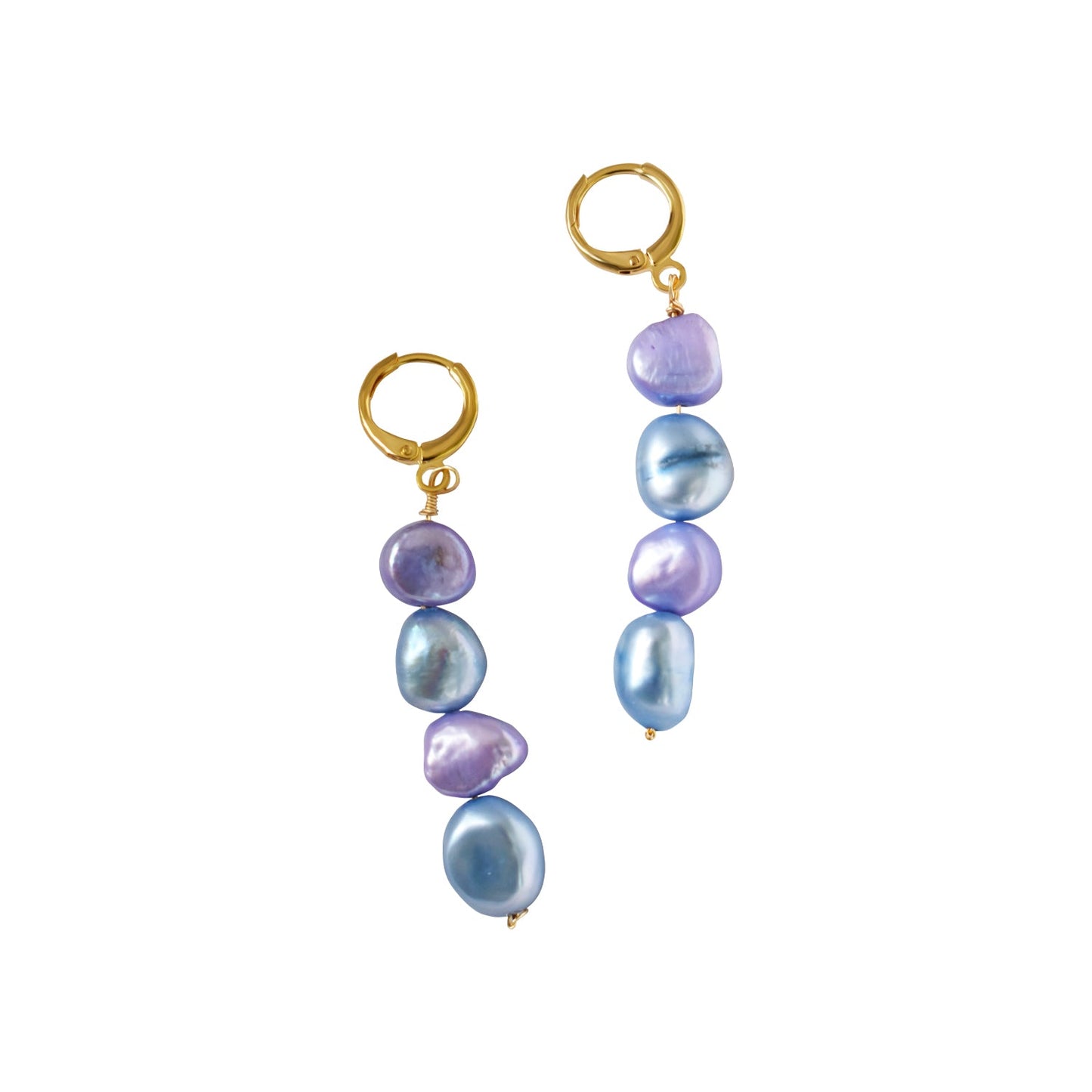 Blue lilac purple freshwater pearl huggie earrings | by Ifemi Jewels