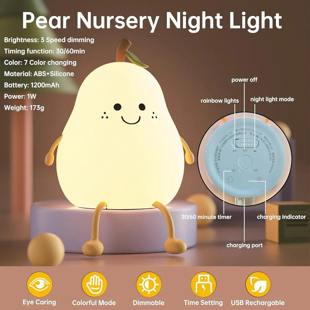 Silicone Pear Night Lamp