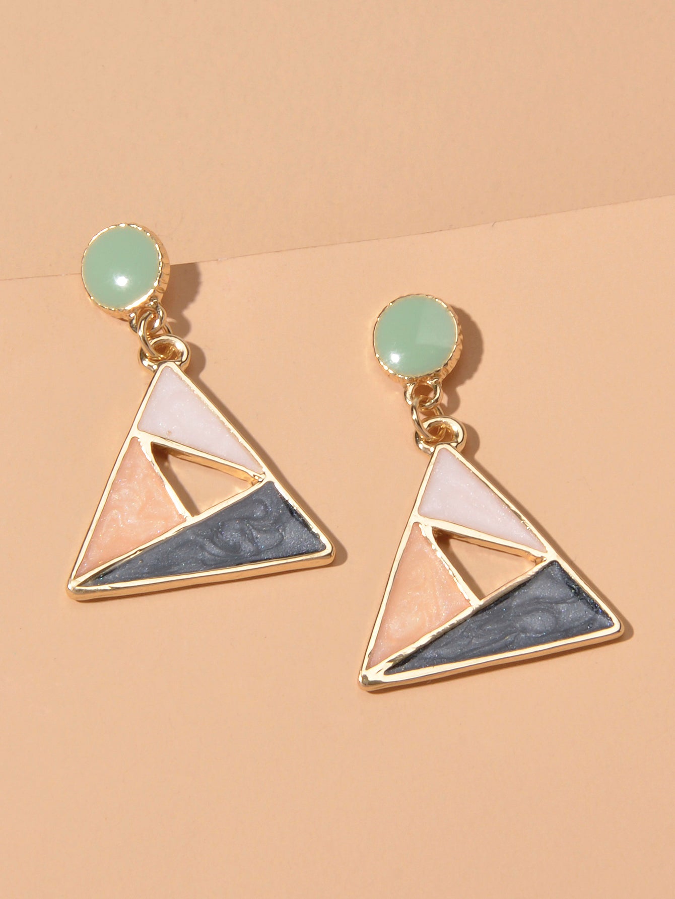 Trendy Multi-colored Enamel Triangle Geometric Dangle Party Designer Earrings