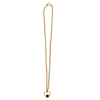 Black heart enamel pendant necklace on 18 inch gold plated chain | by Ifemi Jewels
