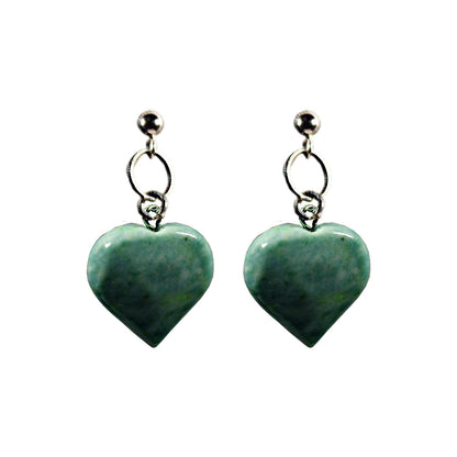 Chrysoprase Jade Stud Earrings, Chrysoprase Earrings, Jade Earrings, Heart Stud Earrings | by nlanlaVictory