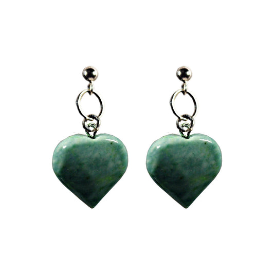 Chrysoprase Jade Stud Earrings, Chrysoprase Earrings, Jade Earrings, Heart Stud Earrings | by nlanlaVictory